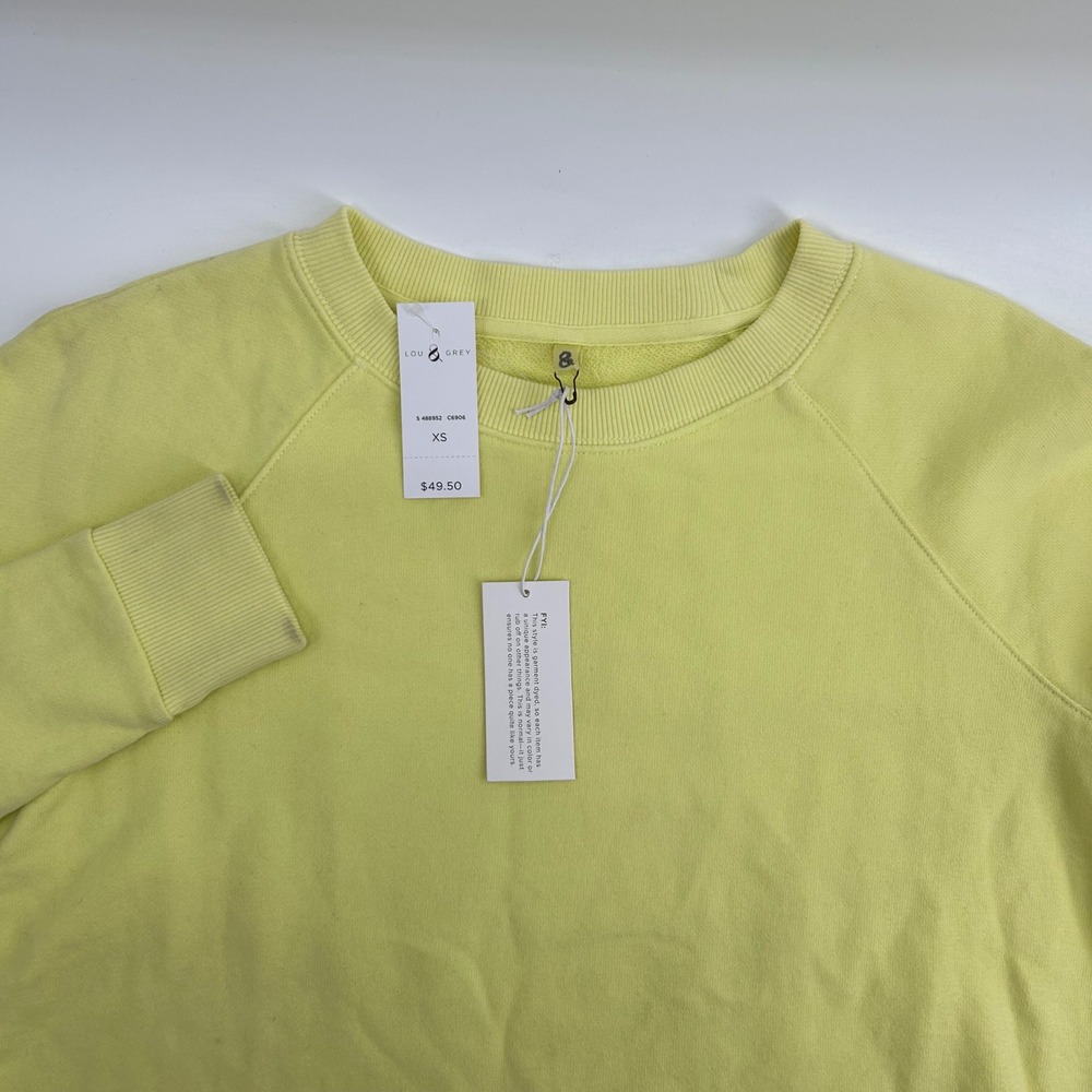 Lou & Grey Sweatshirt Womens XS Neon Yellow Raglan Cotton NWT Marks 488952